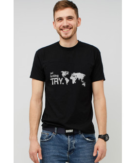 MEMO T-shirt men's black print "Just fucking try"