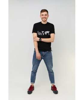 MEMO T-shirt men's black print "Just fucking try"