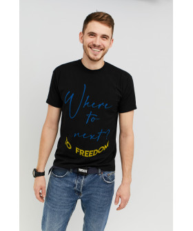 MEMO T-shirt for men black "Where to next? To freedom"