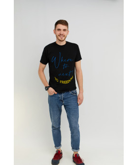 MEMO T-shirt for men black "Where to next? To freedom"