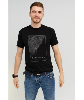 MEMO T-shirt men's black "Barcelona map"