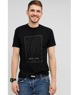 MEMO T-shirt men's black "New York map"