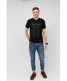 MEMO T-shirt for men black "Amsterdam. Bucket list challenge"