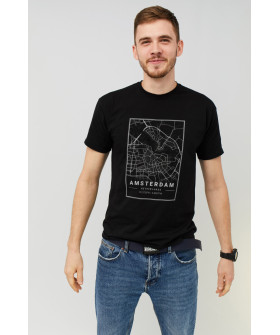 MEMO T-shirt for men black "Amsterdam map"