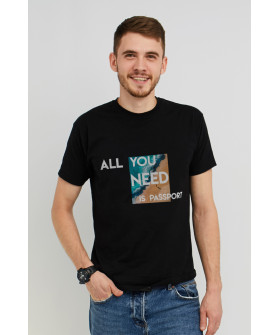 MEMO T-shirt for men black "All you need is a passport"