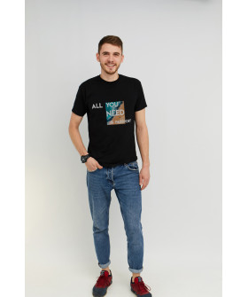 MEMO T-shirt for men black "All you need is a passport"