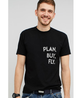 MEMO T-shirt for men black "Plan.Buy.Fly"