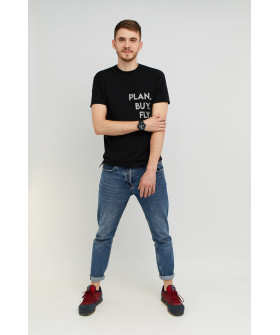 MEMO T-shirt for men black "Plan.Buy.Fly"