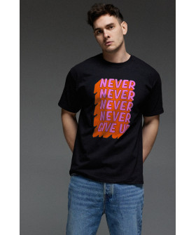 Aspirine men's T-shirt black "Never give up"