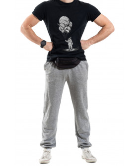 Trace of Space men's black T-shirt "Cosmonaut with globe planets"