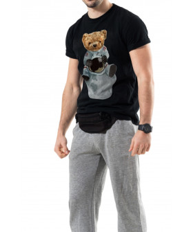 Trace of Space men's black T-shirt "Cosmo bear"