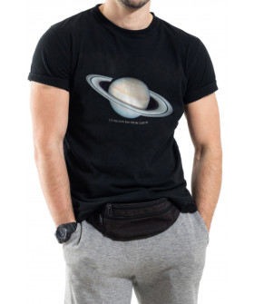 Trace of Space men's black T-shirt "1.35 million km from Earth"