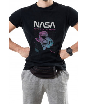 T-shirt Trace of Space men's black "Nasa. Fly me to the Moon"