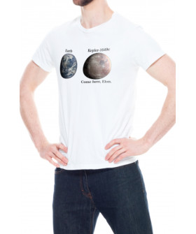 Trace of Space men's white T-shirt "Come here, Elon"