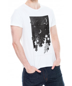 Trace of Space men's white T-shirt "Space pazle"