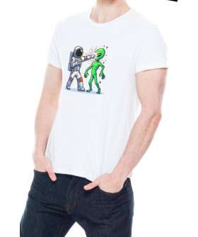 Trace of Space men's white T-shirt "Humans wins"