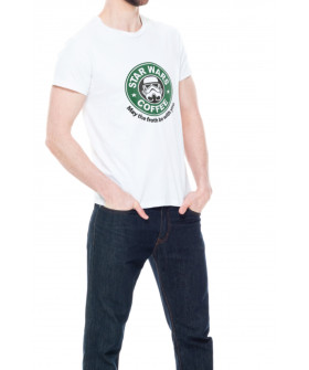 Trace of Space men's white T-shirt "Star wars coffee"