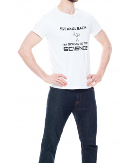 T-shirt Trace of Space men's white "Stand back I`m going to try science"