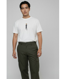 Akiba93 men's white T-shirt with anime print