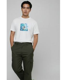 Akiba93 men's white T-shirt with anime print