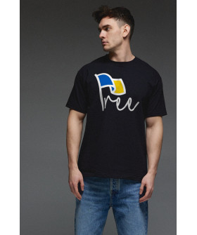 Aspirine men's black patriotic T-shirt "Free Ukraine"