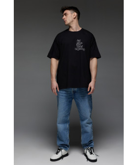 Футболка Aspirine  Oversize чоловіча чорна "Великі ідеї починаються з малого"