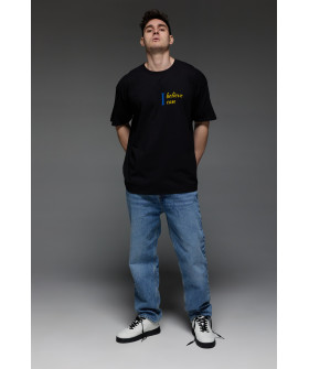 Футболка Aspirine  Oversize чоловіча чорна "Я вірю. Я можу"