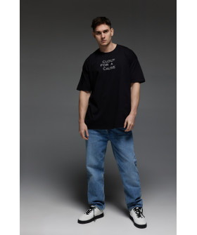 Футболка Aspirine  Oversize чоловіча чорна "Вплив на справу"