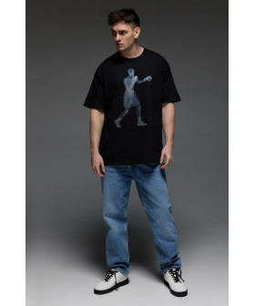 Футболка Aspirine  Oversize чоловіча чорна "Ренген боксу"