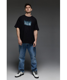 Футболка Aspirine  Oversize чоловіча чорна "Ренген музики"