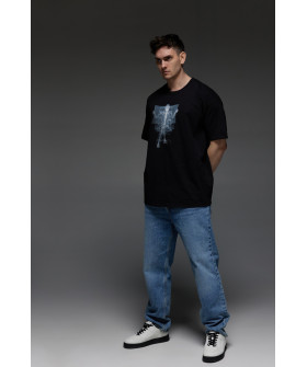 Футболка Aspirine  Oversize чоловіча чорна "Ренген новин"