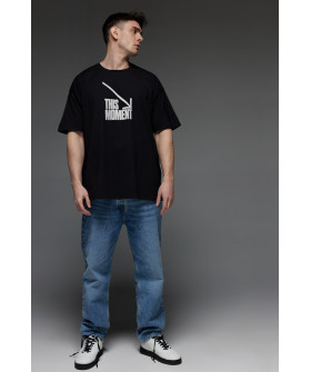 Футболка Aspirine  Oversize чоловіча чорна "Цей момент"