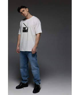 Футболка Aspirine  Oversize чоловіча біла "Цей момент"