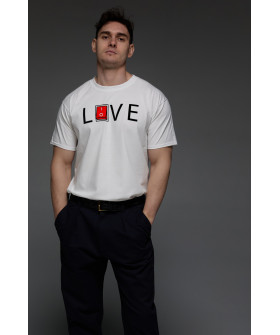 Aspirine men's T-shirt white print "Love on/off"