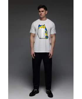 Aspirine men's T-shirt white print "Patriotic cat"