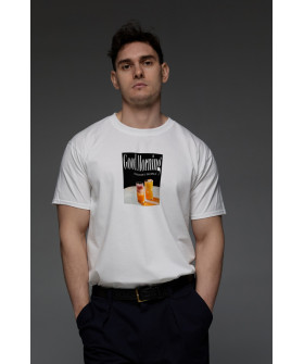 Aspirine men's white T-shirt "Good morning hedonist people"