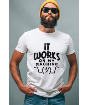 T-shirt Ctrl+ men's white "It works on my machine"