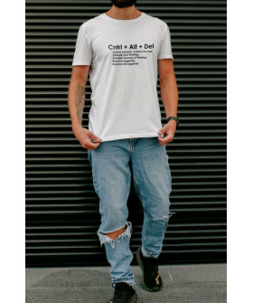 T-shirt Ctrl+ men's white "Ctrl+Alt+Del"