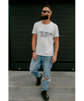 T-shirt Ctrl+ men's white "Ctrl+Alt+Del"