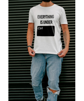 T-shirt Ctrl+ men's white "Everything is under control"