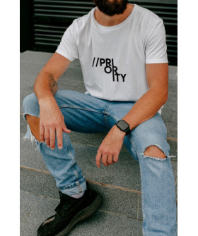 T-shirt Ctrl+ men's white "//priority"