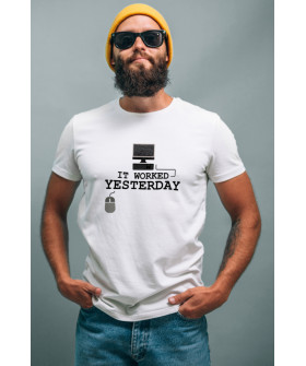 T-shirt Ctrl+ men's white "It worked yesterday"