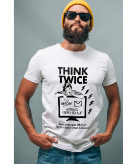 T-shirt Ctrl+ men's white "Think twice"