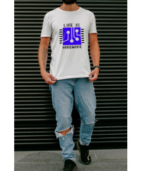 T-shirt Ctrl+ men's white "Life is hardware"