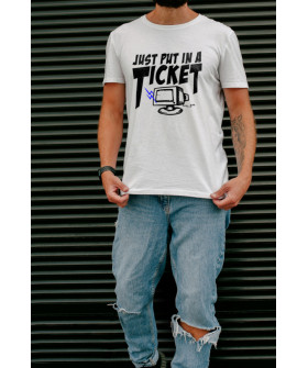 T-shirt Ctrl+ men's white "Just put in a ticket"