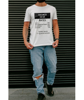 T-shirt Ctrl+ men's white "Answer desk rates..."