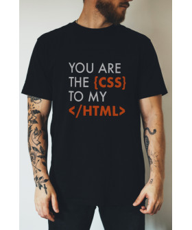 Black men's T-shirt Ctrl+"You are the {css} to my </html>"