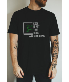 Black men's T-shirt Ctrl+ "Code is art that does something"