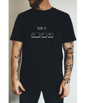 Black T-shirt for men Ctrl+ "Fuck it. Ctrl alt del"