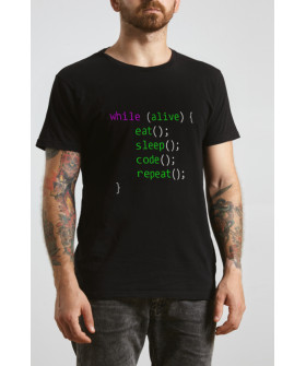 Black men's T-shirt Ctrl+"while (alive)"